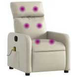 krémszínű műbőr dönthető masszázsfotel