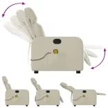 krémszínű műbőr dönthető masszázsfotel