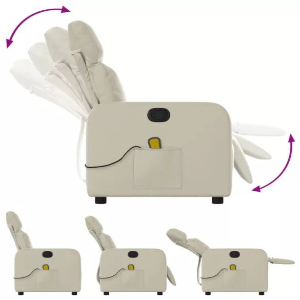 krémszínű műbőr dönthető masszázsfotel