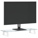 fehér edzett üveg és fém monitorállvány 60 x 20 x 8 cm