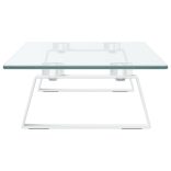 fehér edzett üveg és fém monitorállvány 60 x 20 x 8 cm