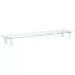 fehér edzett üveg és fém monitorállvány 80 x 20 x 8 cm