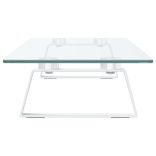 fehér edzett üveg és fém monitorállvány 80 x 20 x 8 cm