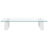 fehér edzett üveg és fém monitorállvány 40 x 35 x 8 cm