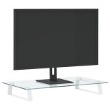 fehér edzett üveg és fém monitorállvány 60 x 35 x 8 cm