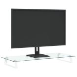 fehér edzett üveg és fém monitorállvány 80 x 35 x 8 cm
