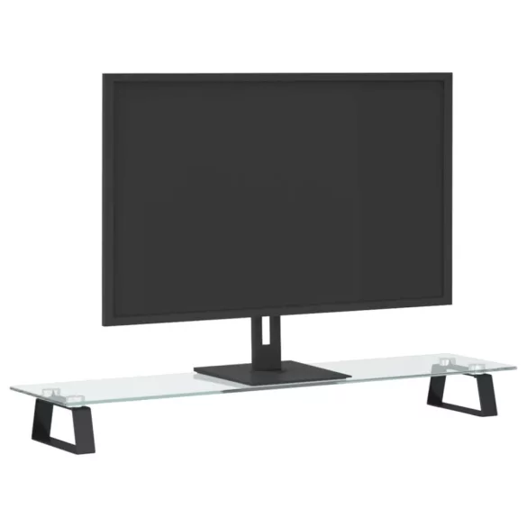 fekete edzett üveg és fém monitorállvány 80 x 20 x 8 cm
