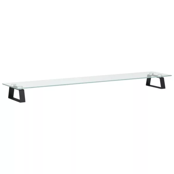 fekete edzett üveg és fém monitorállvány 100 x 20 x 8 cm