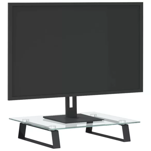 fekete edzett üveg és fém monitorállvány 40 x 35 x 8 cm