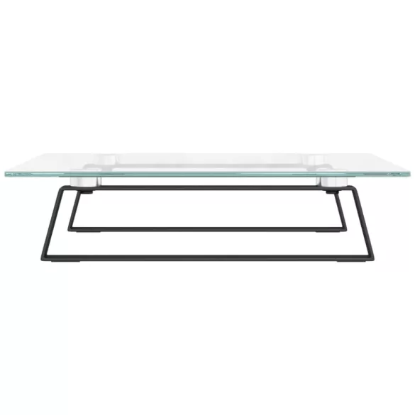 fekete edzett üveg és fém monitorállvány 40 x 35 x 8 cm