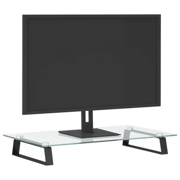 fekete edzett üveg és fém monitorállvány 60 x 35 x 8 cm