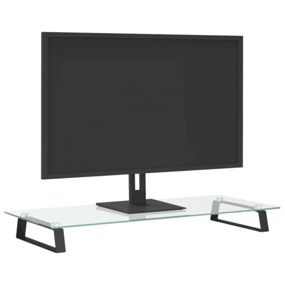 fekete edzett üveg és fém monitorállvány 80 x 35 x 8 cm