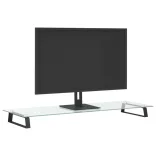 fekete edzett üveg és fém monitorállvány 100 x 35 x 8 cm