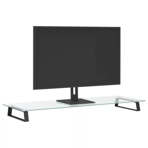 fekete edzett üveg és fém monitorállvány 100 x 35 x 8 cm
