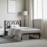 fekete fém ágykeret fejtámlával 100 x 190 cm