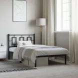 fekete fém ágykeret fejtámlával 100 x 200 cm