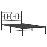 fekete fém ágykeret fejtámlával 107 x 203 cm