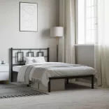 fekete fém ágykeret fejtámlával 107 x 203 cm