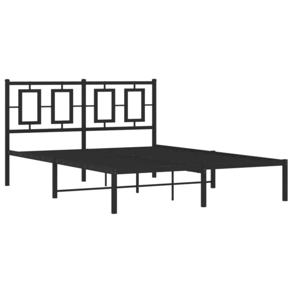 fekete fém ágykeret fejtámlával 140 x 190 cm