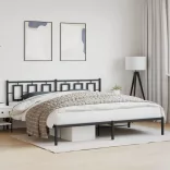 fekete fém ágykeret fejtámlával 200 x 200 cm