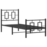 fekete fém ágykeret fej- és lábtámlával 75 x 190 cm