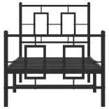 fekete fém ágykeret fej- és lábtámlával 75 x 190 cm