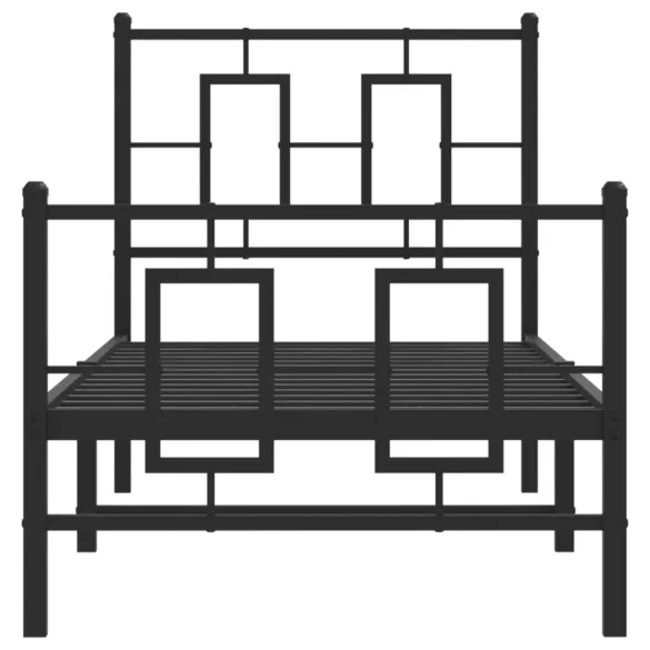 fekete fém ágykeret fej- és lábtámlával 75 x 190 cm