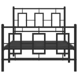 fekete fém ágykeret fej- és lábtámlával 90 x 200 cm