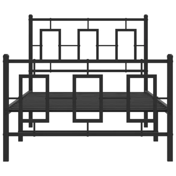 fekete fém ágykeret fej- és lábtámlával 90 x 200 cm