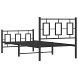 fekete fém ágykeret fej- és lábtámlával 90 x 200 cm