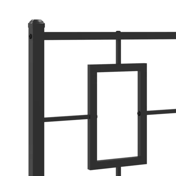 fekete fém ágykeret fej- és lábtámlával 90 x 200 cm
