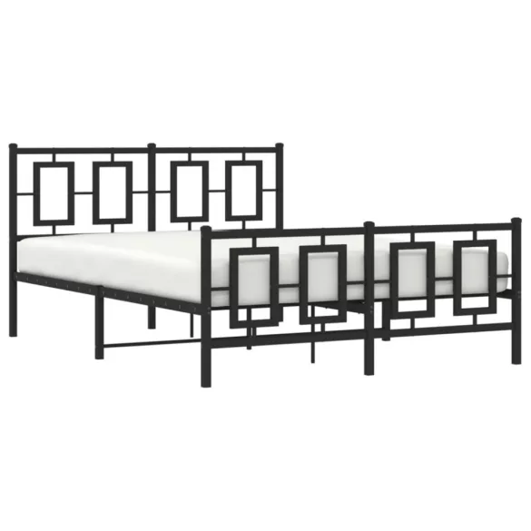 fekete fém ágykeret fej- és lábtámlával 135 x 190 cm