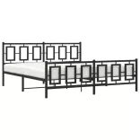 fekete fém ágykeret fej- és lábtámlával 183 x 213 cm