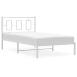 fehér fém ágykeret fejtámlával 100x190 cm