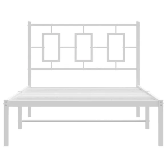 fehér fém ágykeret fejtámlával 100x190 cm