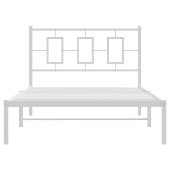 fehér fém ágykeret fejtámlával 107x203 cm