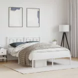 fehér fém ágykeret fejtámlával 140 x 190 cm