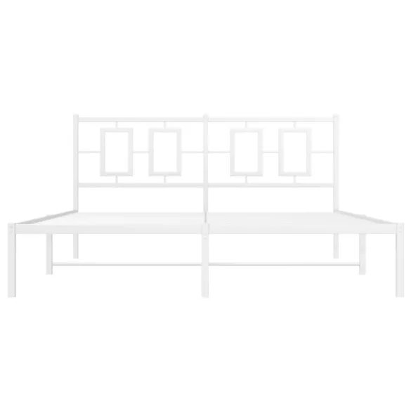 fehér fém ágykeret fejtámlával 150 x 200 cm