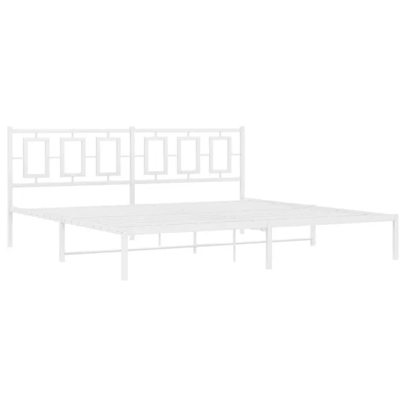 fehér fém ágykeret fejtámlával 200 x 200 cm