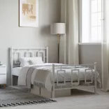 fehér fém ágykeret fej- és lábtámlával 90x200 cm