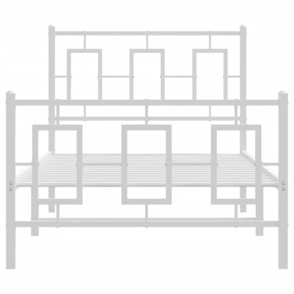 fehér fém ágykeret fej- és lábtámlával 90x200 cm