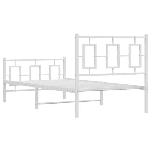 fehér fém ágykeret fej- és lábtámlával 90x200 cm