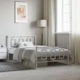 fehér fém ágykeret fej- és lábtámlával 107 x 203 cm