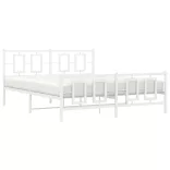 fehér fém ágykeret fej- és lábtámlával 150x200 cm