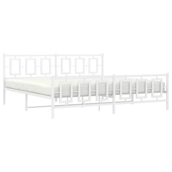 fehér fém ágykeret fej- és lábtámlával 193 x 203 cm
