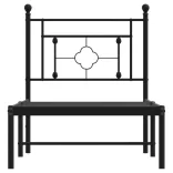 fekete fém ágykeret fejtámlával 75 x 190 cm