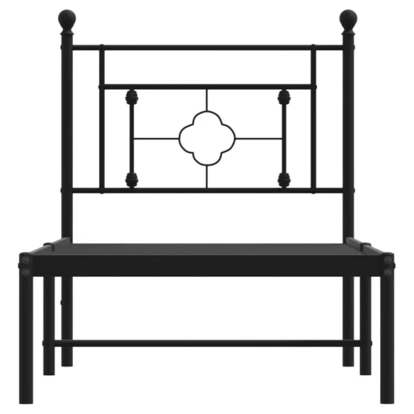 fekete fém ágykeret fejtámlával 75 x 190 cm