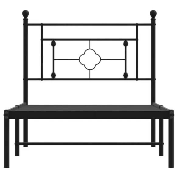 fekete fém ágykeret fejtámlával 90 x 190 cm