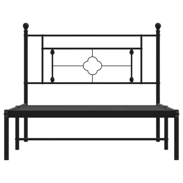 fekete fém ágykeret fejtámlával 107 x 203 cm