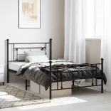 fekete fém ágykeret fej- és lábtámlával 107 x 203 cm